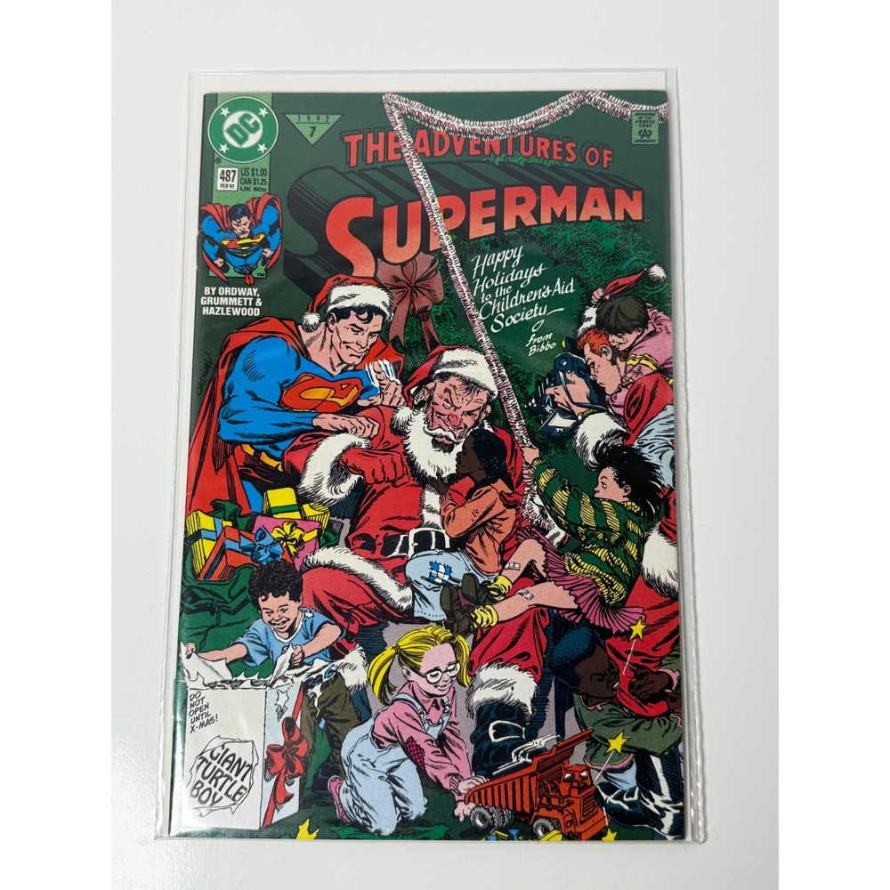 DC Comics The Adventures of Superman 487 Feb 1992 Holiday Christmas Santa Cover